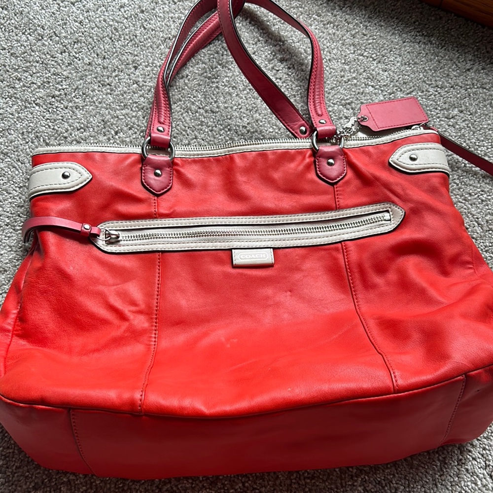 Orange leather Coach purse